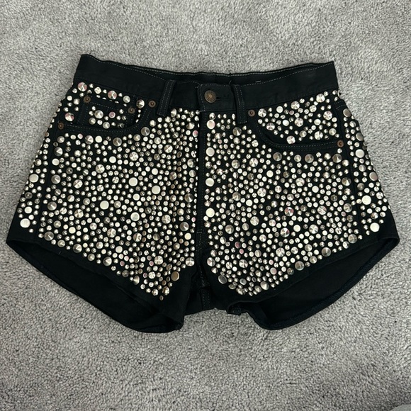 Pants - Vintage 1989 Custom Studded Denim Lined Shorts